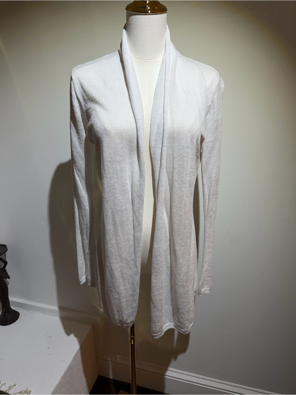 Rachel Zoe Open-Front White 100% Linen Cardigan XS